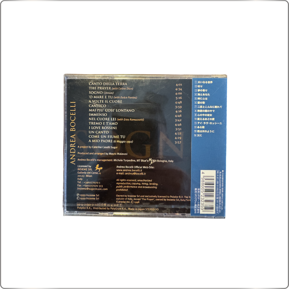 CROSSOVER Andrea Bocelli Album Sogno First Press CD